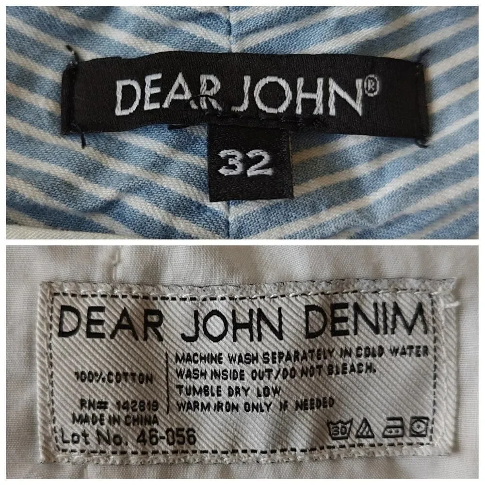 Dear John North Hampton novelty striped cuffed shorts sz 32
